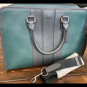 Coach Men’s Bond Briefcase in Smooth Green Leather